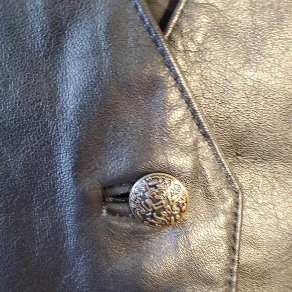 Wilsons Women's Small Black Leather Vest Biker Moto Western Button Up Satin Back - Picture 4 of 7